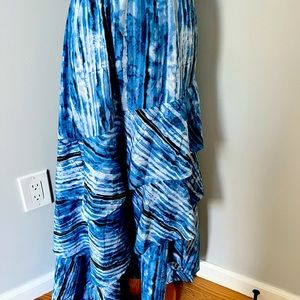 Gorgeous striped blue ruffled long skirt s L New